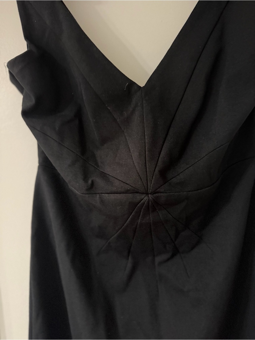 Banana Republic Black Asymmetrical V-Neck Dress with Starburst Seams